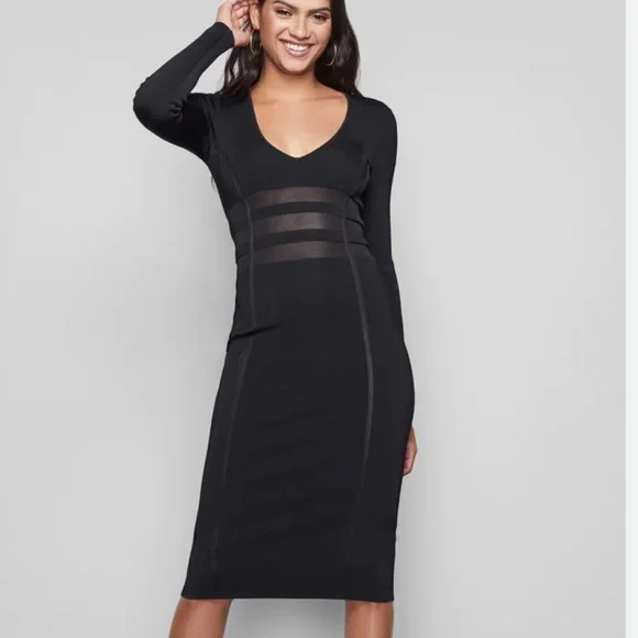 good american sheer dress GOOD AMERICAN Stretch recycled-mesh midi dress